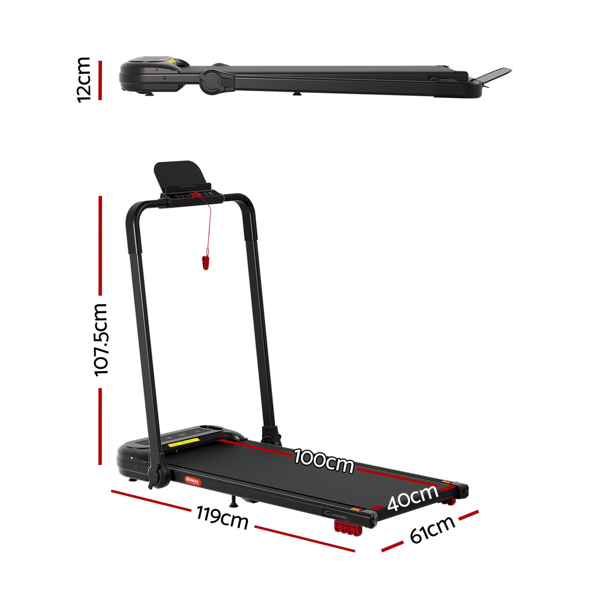 Everfit 3 in1 Foldable Walking Pad Treadmill with Incline Black