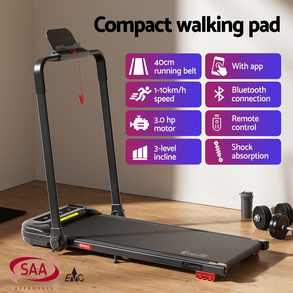 Everfit Foldable Electric Walking Pad Treadmill Black