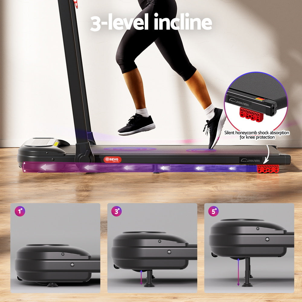 Everfit Foldable Electric Walking Pad Treadmill Black