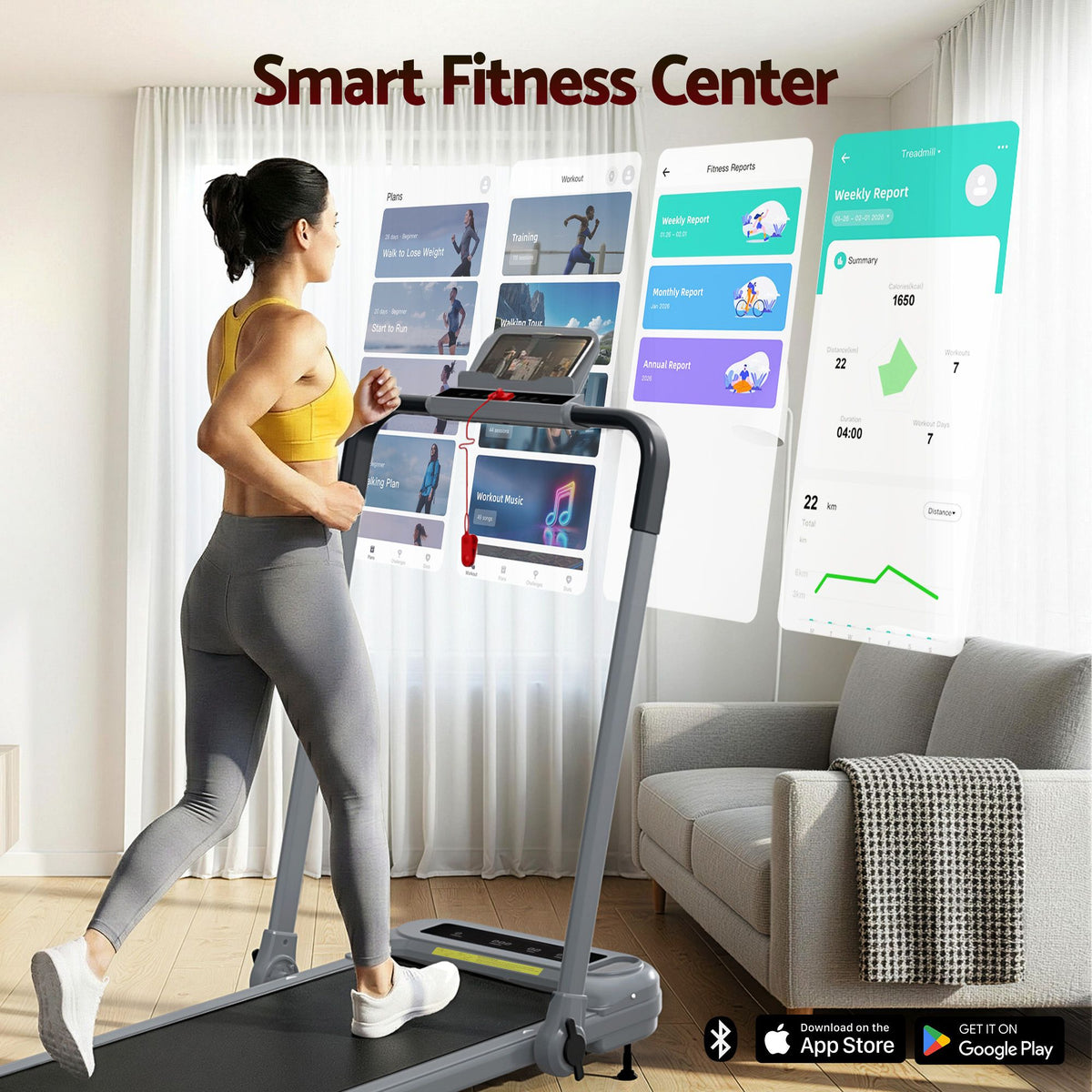 Everfit Electric Walking Pad Treadmill with Incline Foldable Grey