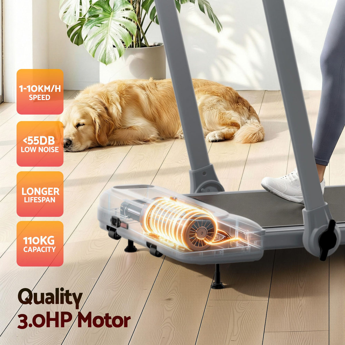 Everfit Electric Walking Pad Treadmill with Incline Foldable Grey
