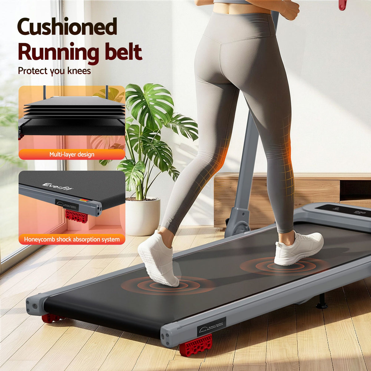 Everfit Electric Walking Pad Treadmill with Incline Foldable Grey