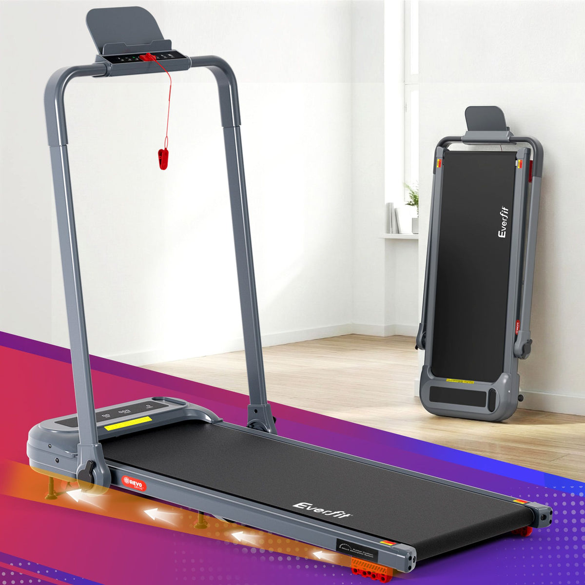 Everfit Electric Walking Pad Treadmill with Incline Foldable Grey