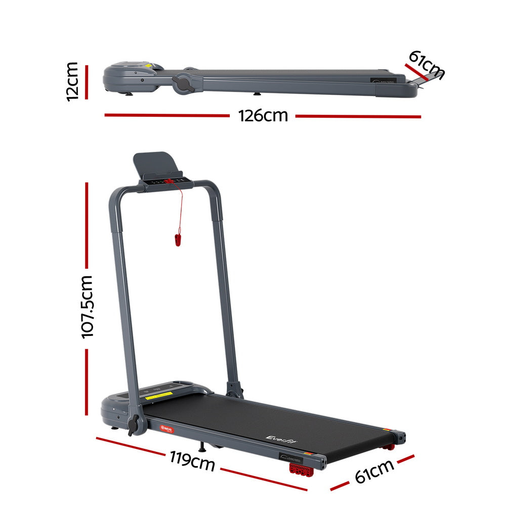Everfit Electric Walking Pad Foldable Incline Treadmill Grey
