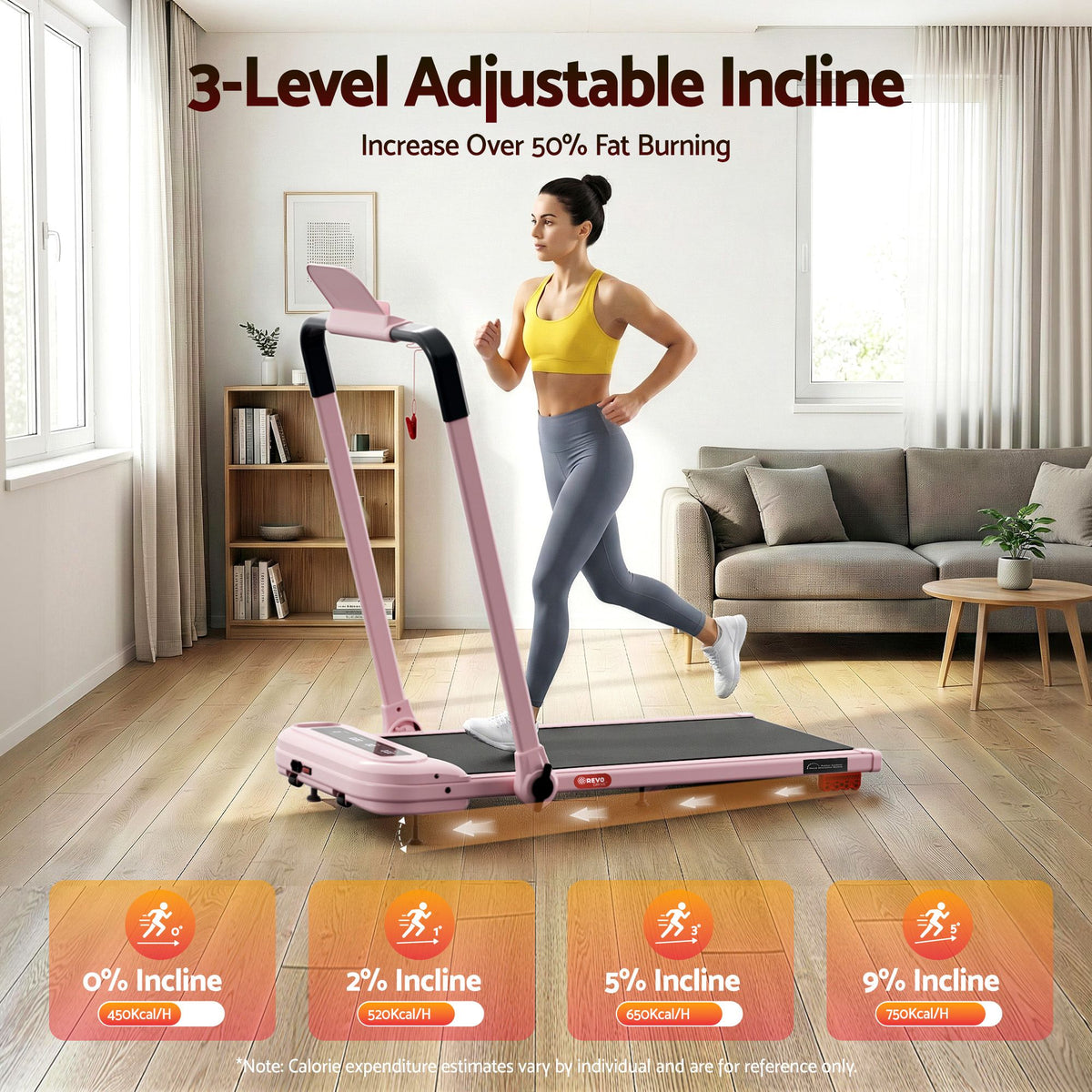 Everfit 3 in 1 Electric Treadmill Walking Pad with Incline Pink