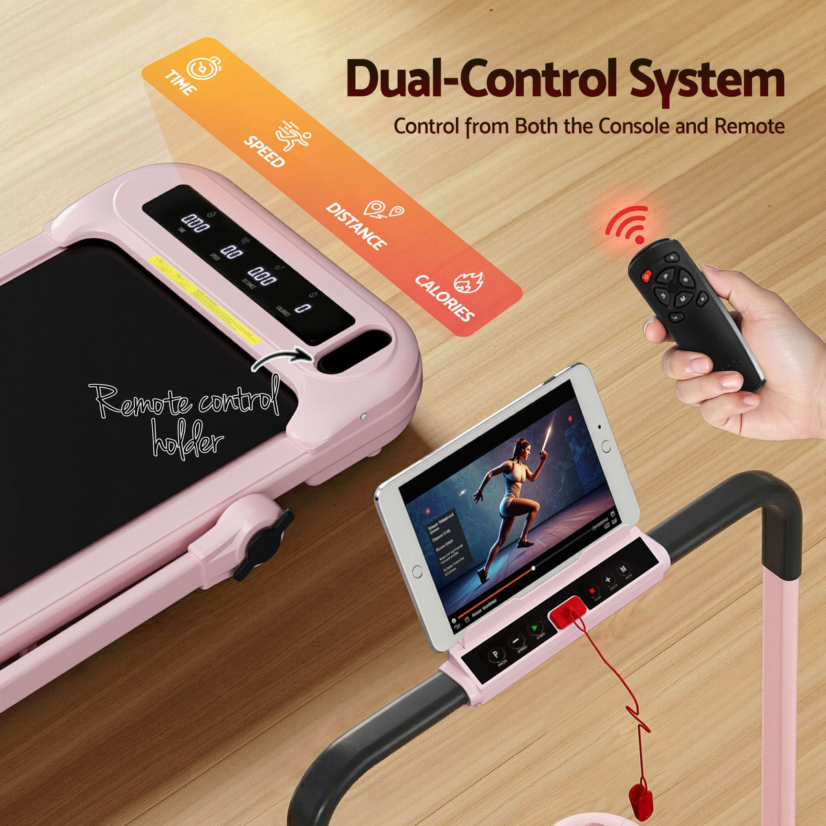 Everfit 3 in 1 Electric Treadmill Walking Pad with Incline Pink