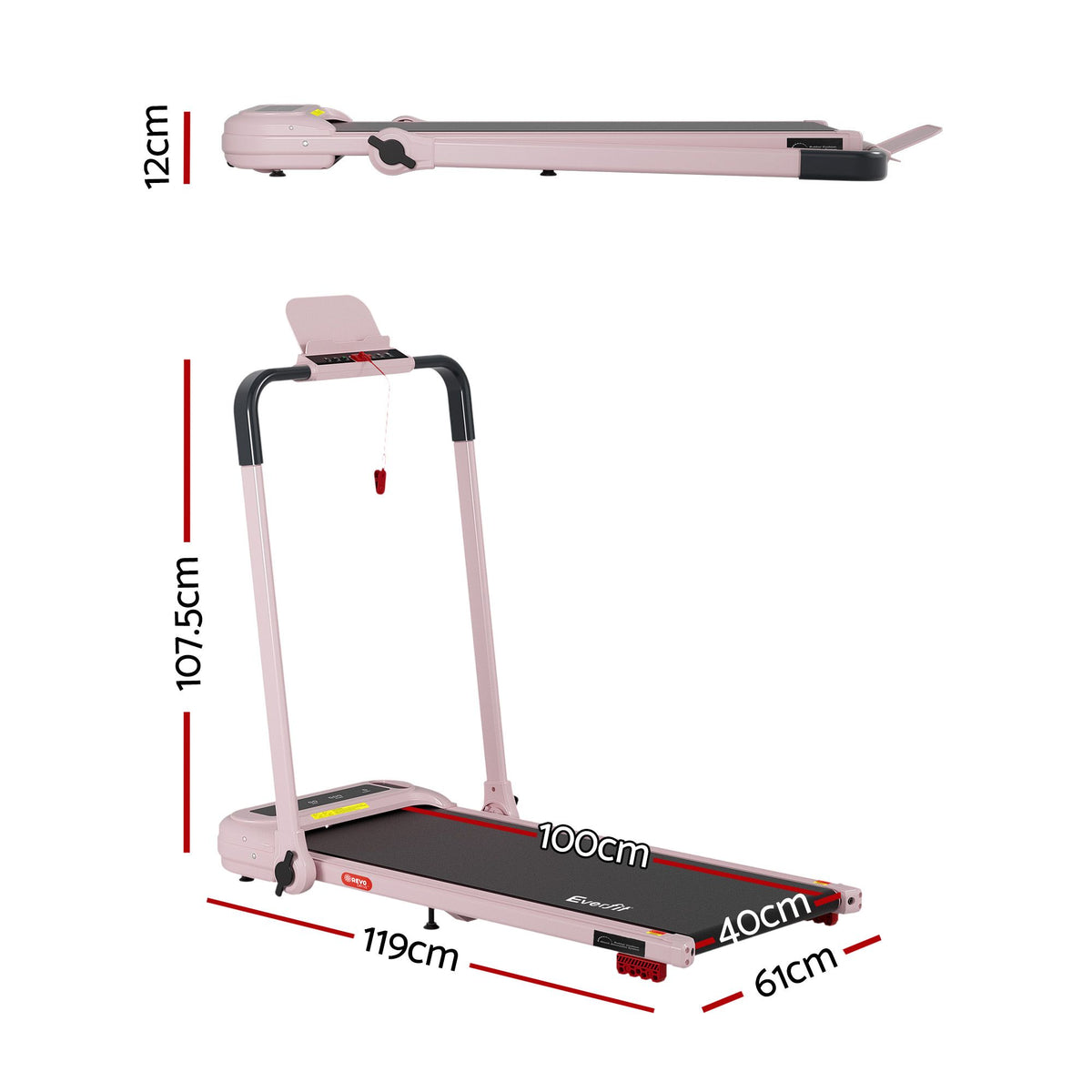 Everfit 3 in 1 Electric Treadmill Walking Pad with Incline Pink