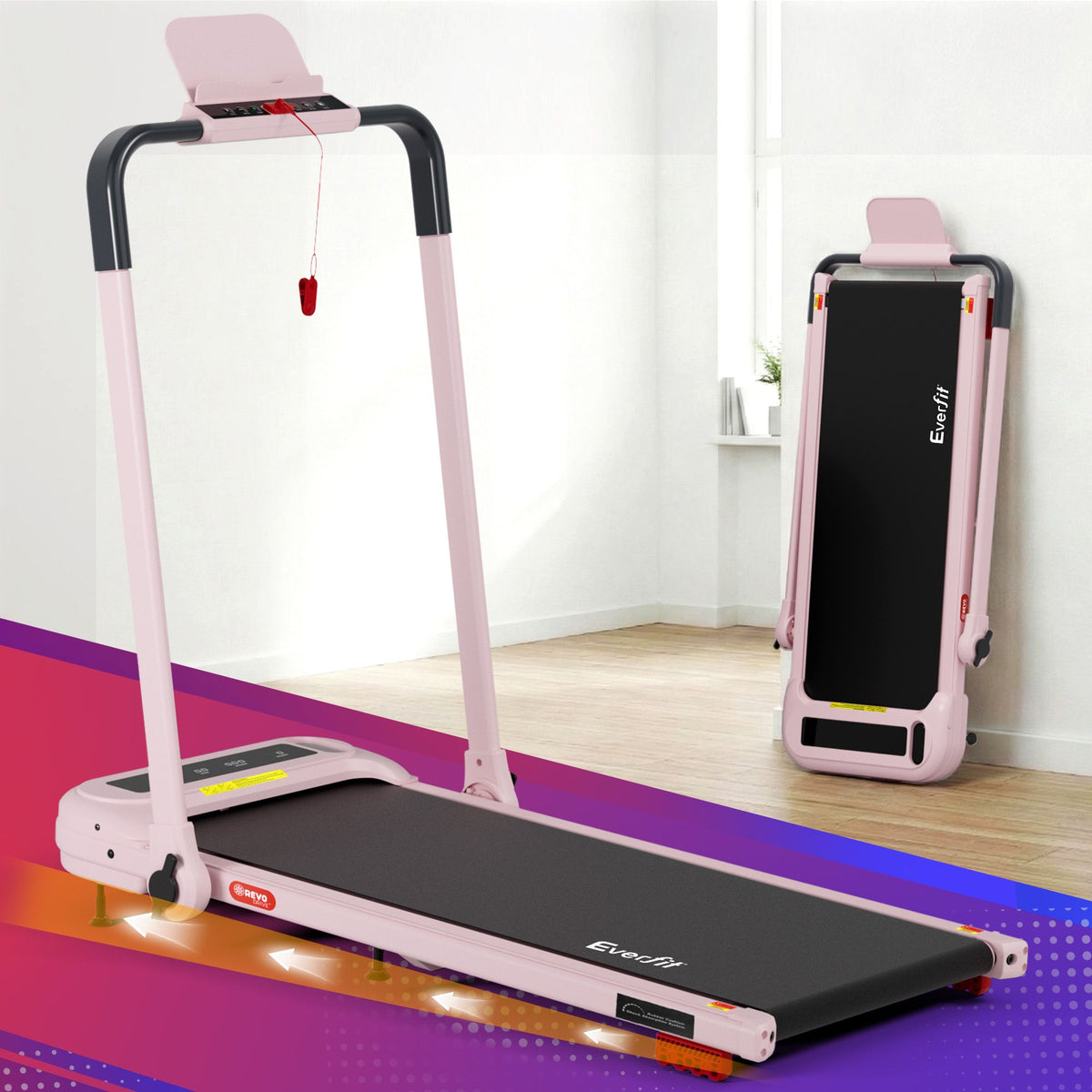 Everfit 3 in 1 Electric Treadmill Walking Pad with Incline Pink