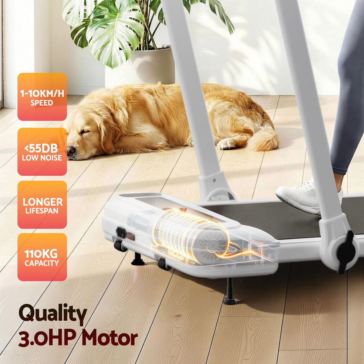 Everfit Electric Walking Pad Treadmill with Incline Foldable White