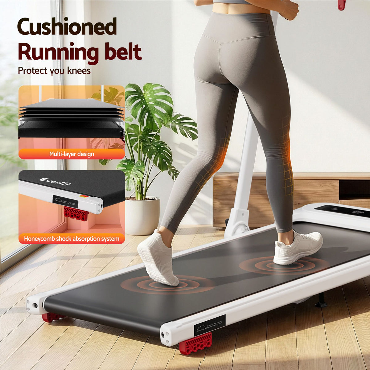 Everfit Electric Walking Pad Treadmill with Incline Foldable White