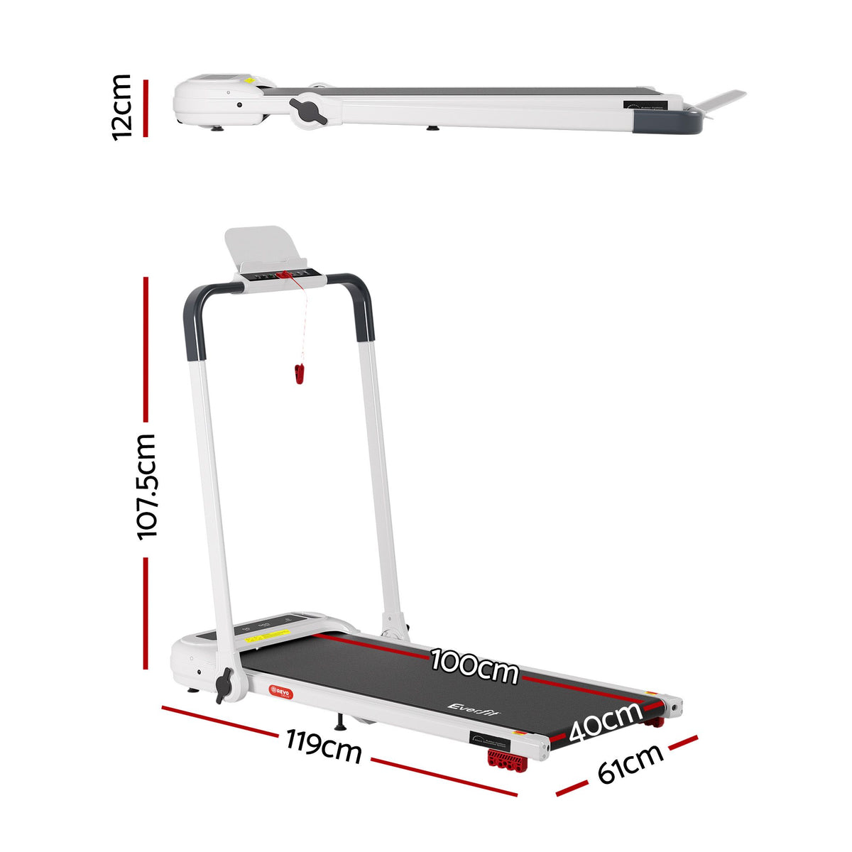 Everfit Electric Walking Pad Treadmill with Incline Foldable White