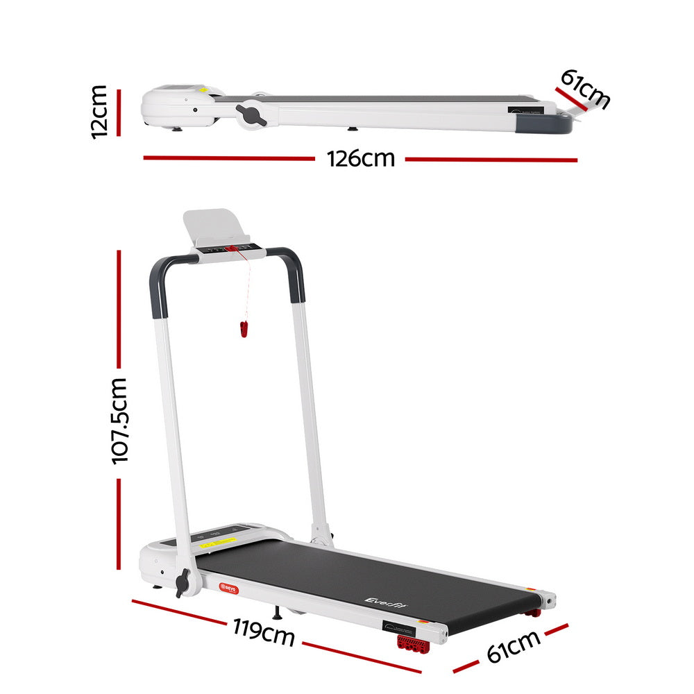 Everfit Foldable Electric Walking Pad Treadmill White