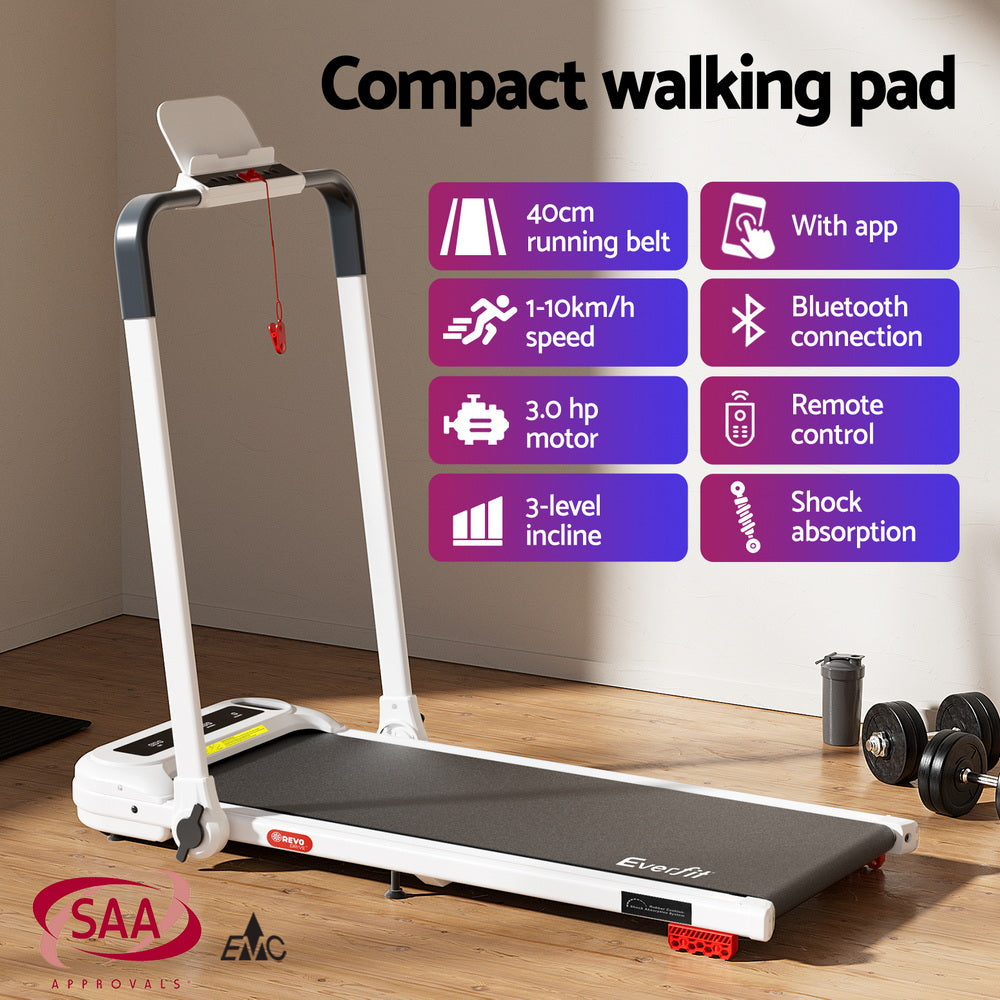 Everfit Foldable Electric Walking Pad Treadmill White