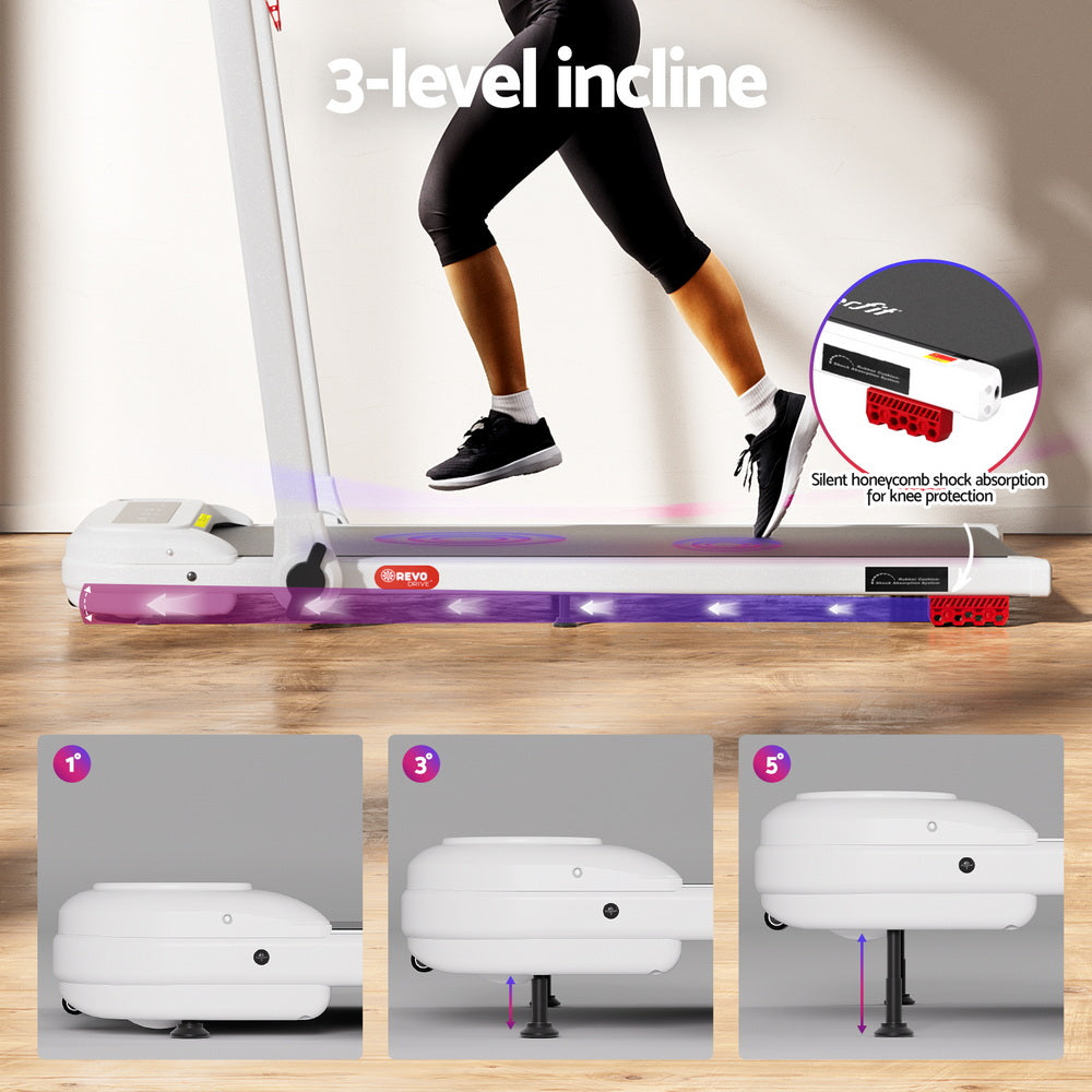 Everfit Foldable Electric Walking Pad Treadmill White