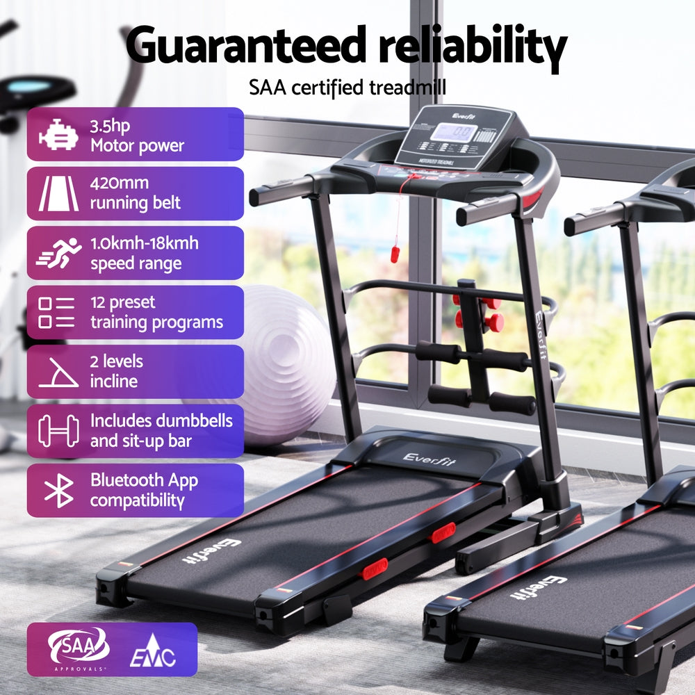 Automatic Incline Treadmill w/ Bluetooth, LCD Display - Everfit