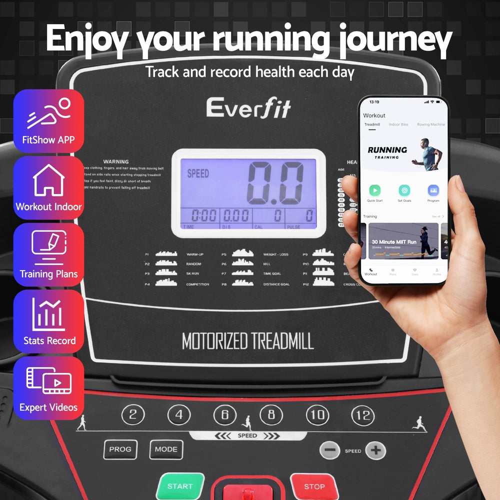 Automatic Incline Treadmill w/ Bluetooth, LCD Display - Everfit