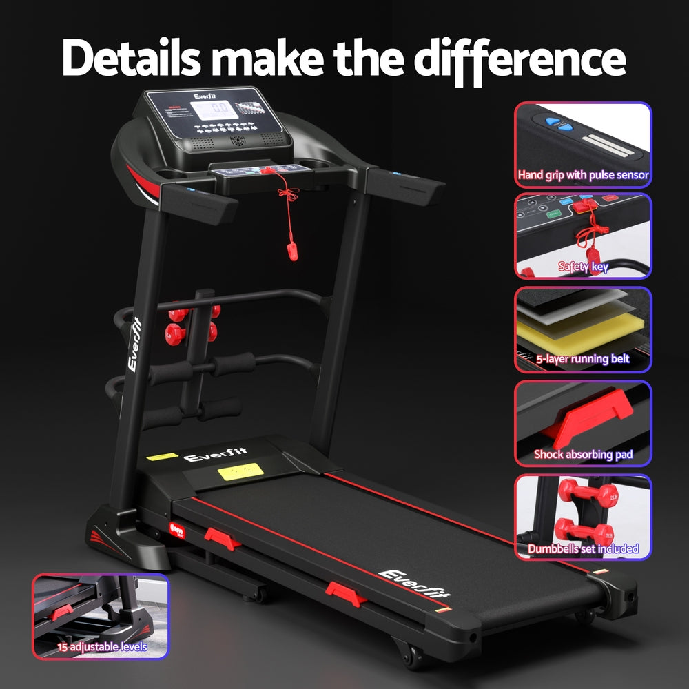 15-Level Incline Electric Treadmill Home Gym Fitness Everfit