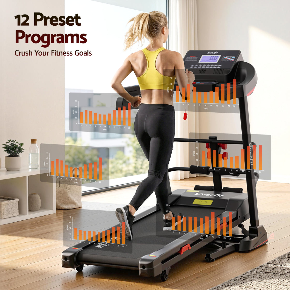 Everfit Electric Treadmill Home Gym with Sit Up Bar 450mm