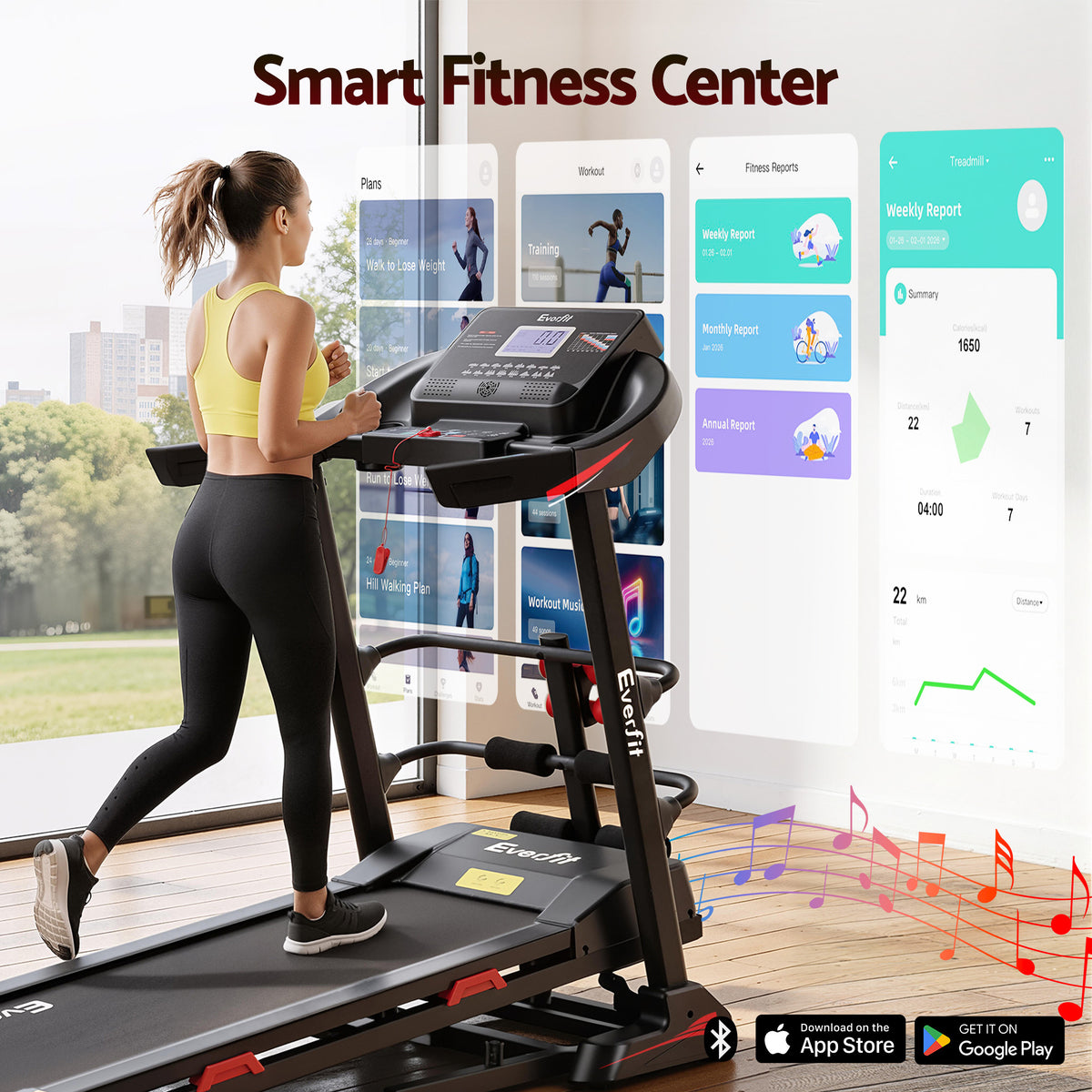 Everfit Electric Treadmill Home Gym with Sit Up Bar 450mm
