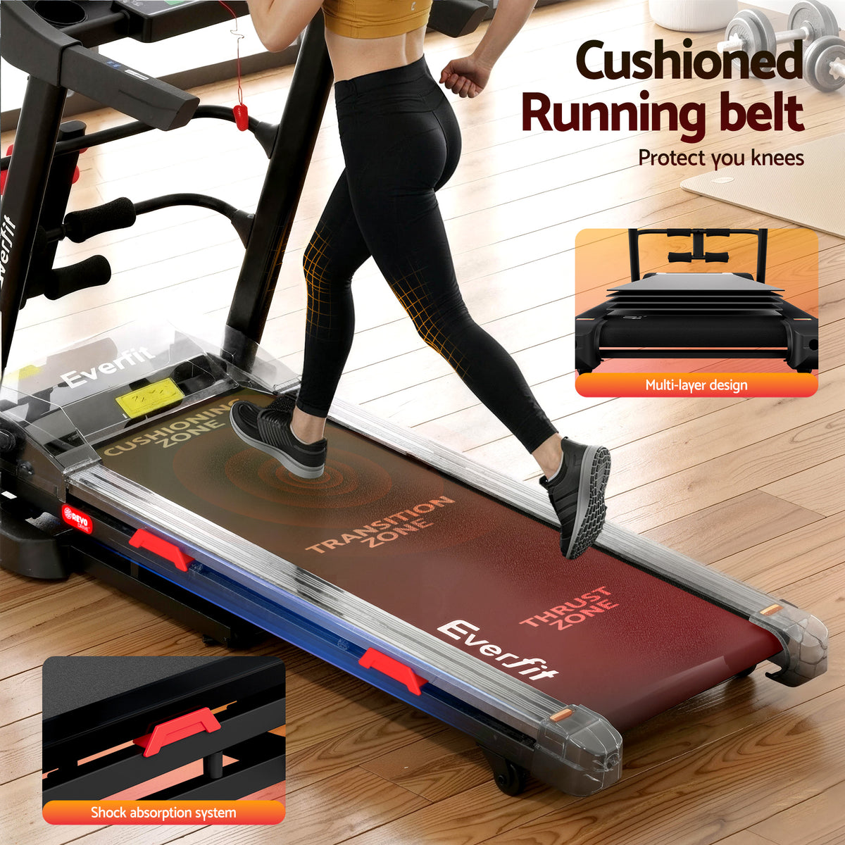 Everfit Electric Treadmill Home Gym with Sit Up Bar 450mm