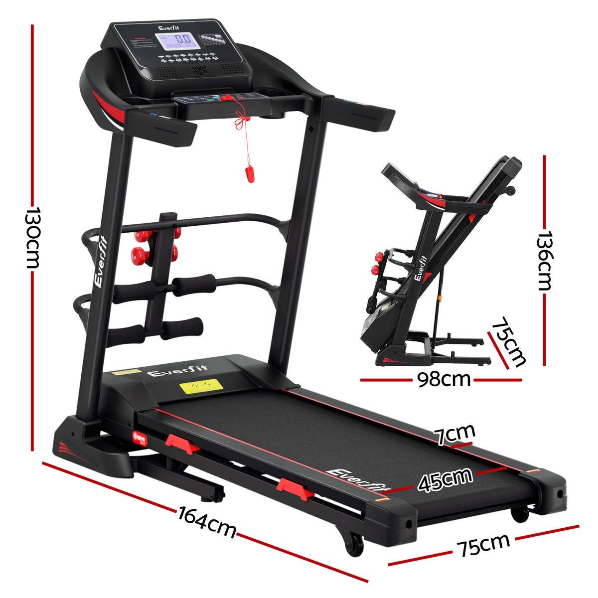 Everfit Electric Treadmill Home Gym with Sit Up Bar 450mm