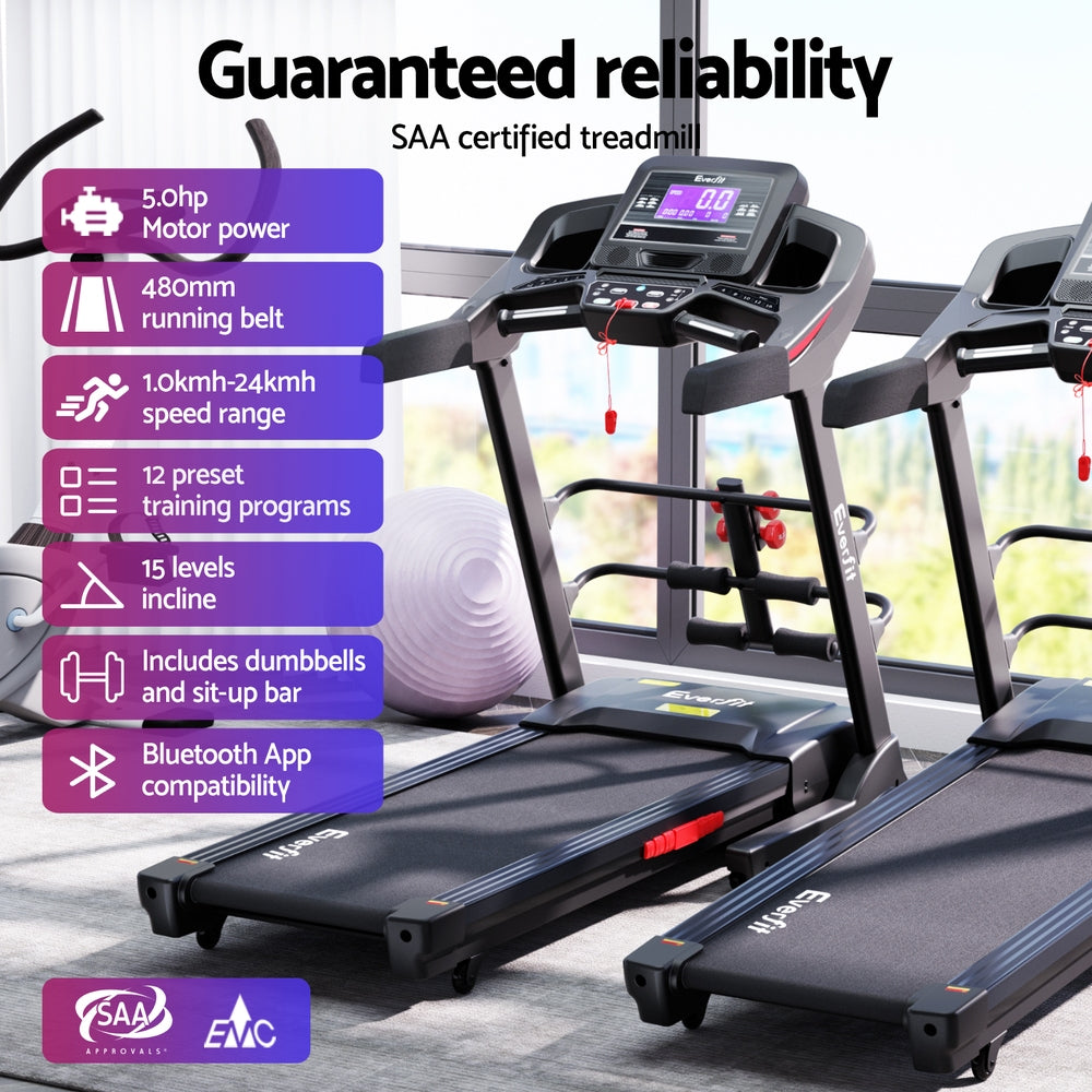 Everfit 480mm Treadmill Electric Home Gym Fitness Machine Black Red