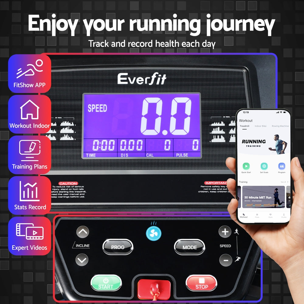 Everfit 480mm Treadmill Electric Home Gym Fitness Machine Black Red