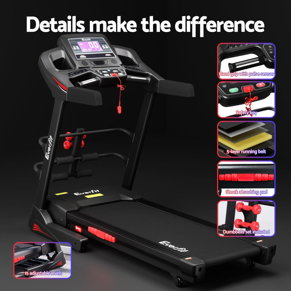 Everfit 480mm Treadmill Electric Home Gym Fitness Machine Black Red