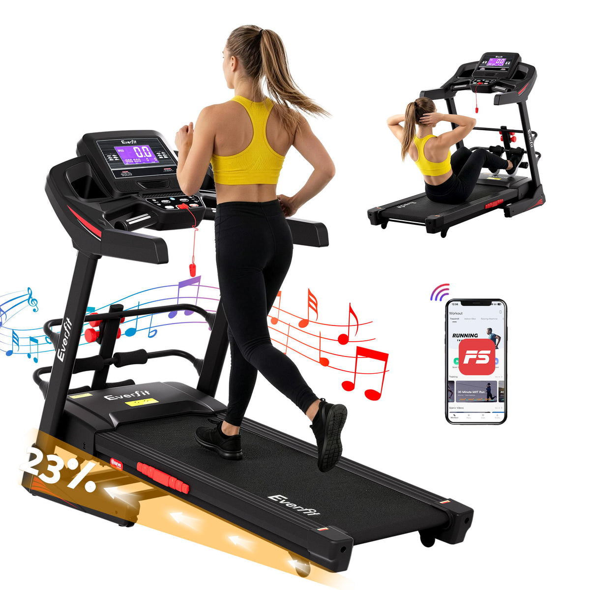 Everfit Electric Home Gym Treadmill with Sit Up Bar