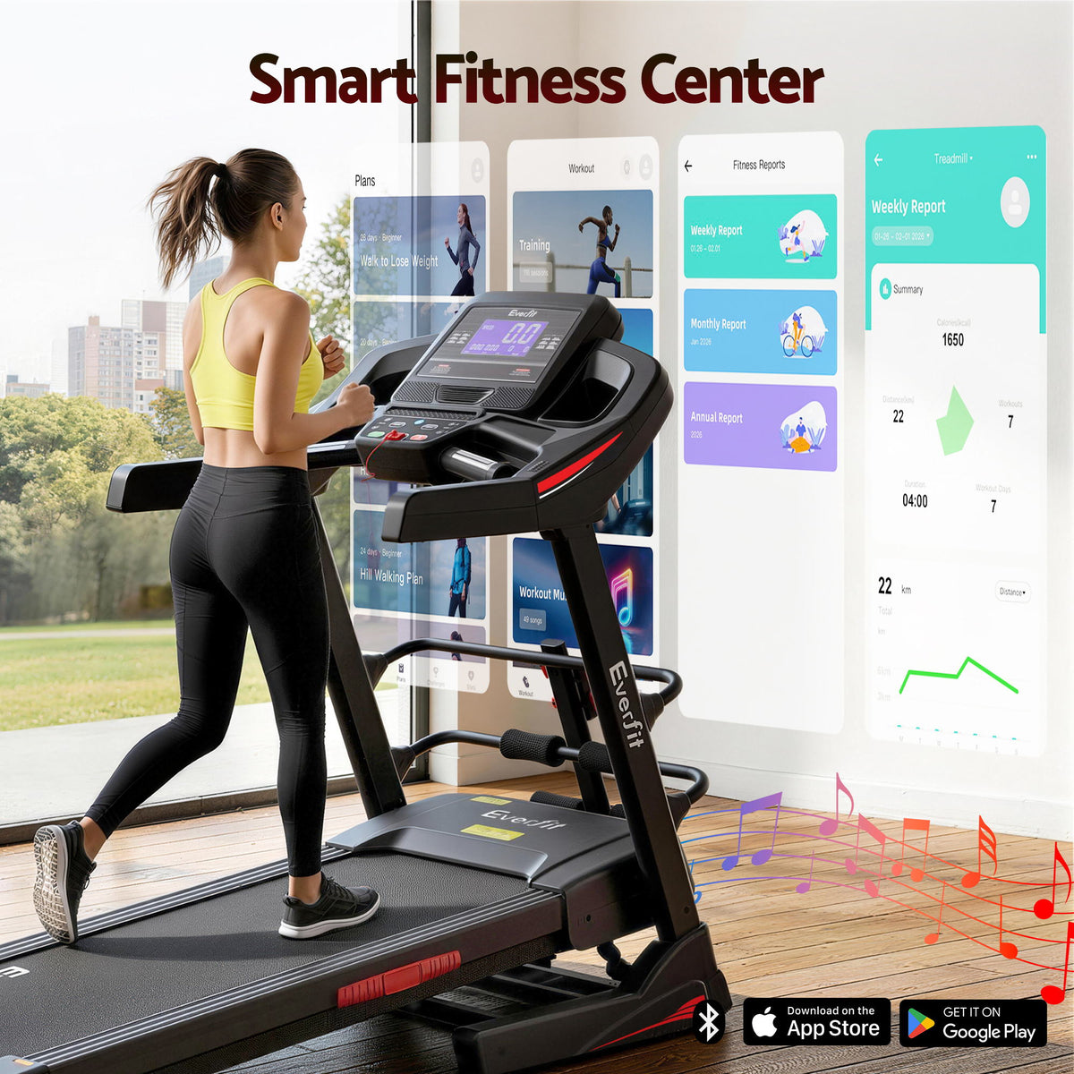 Everfit Electric Home Gym Treadmill with Sit Up Bar