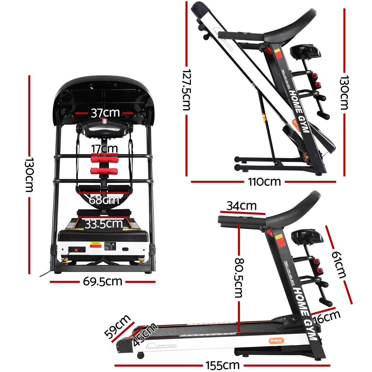 Everfit Electric Treadmill with Massager, 12 Programs