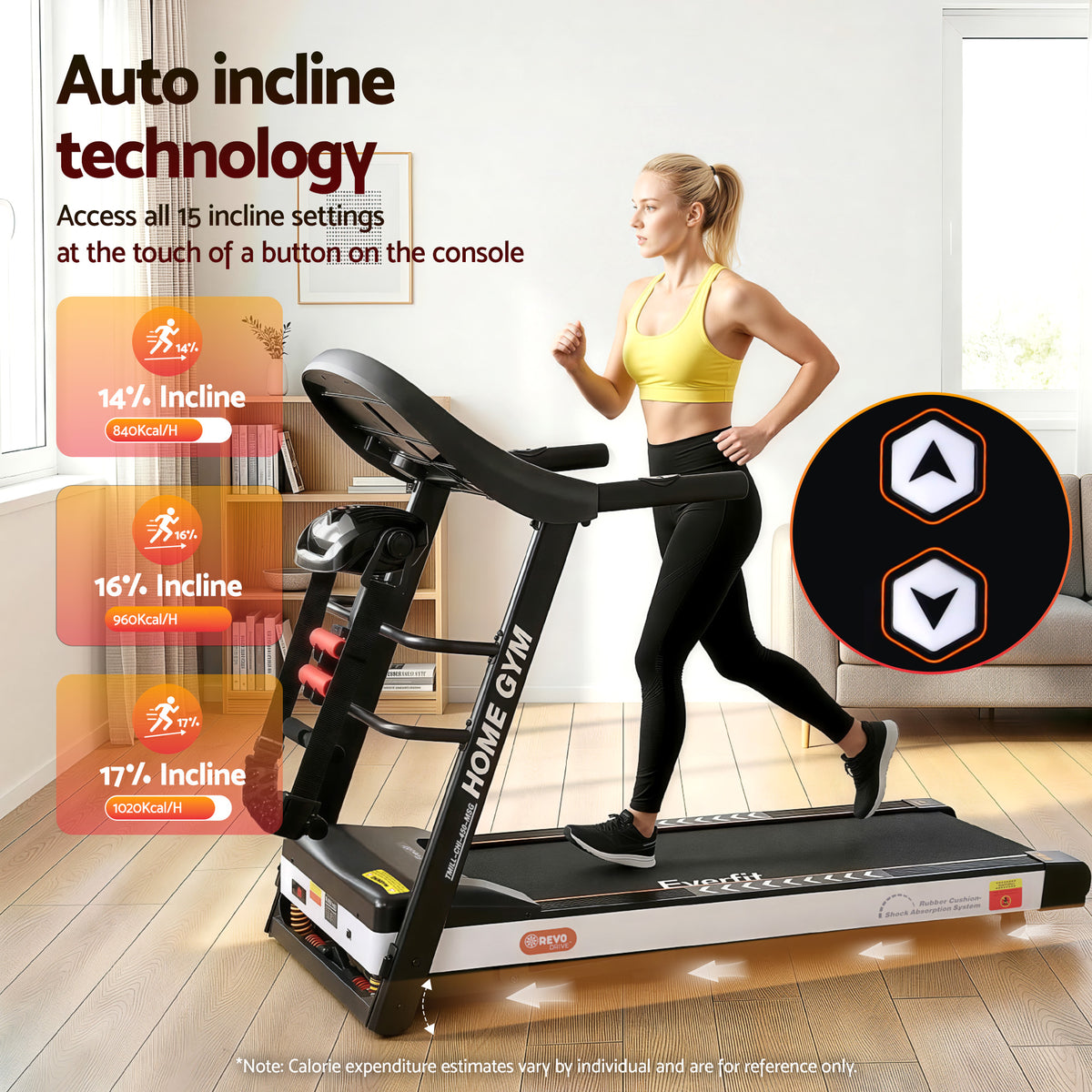 Everfit Electric Treadmill with Massager, 12 Programs