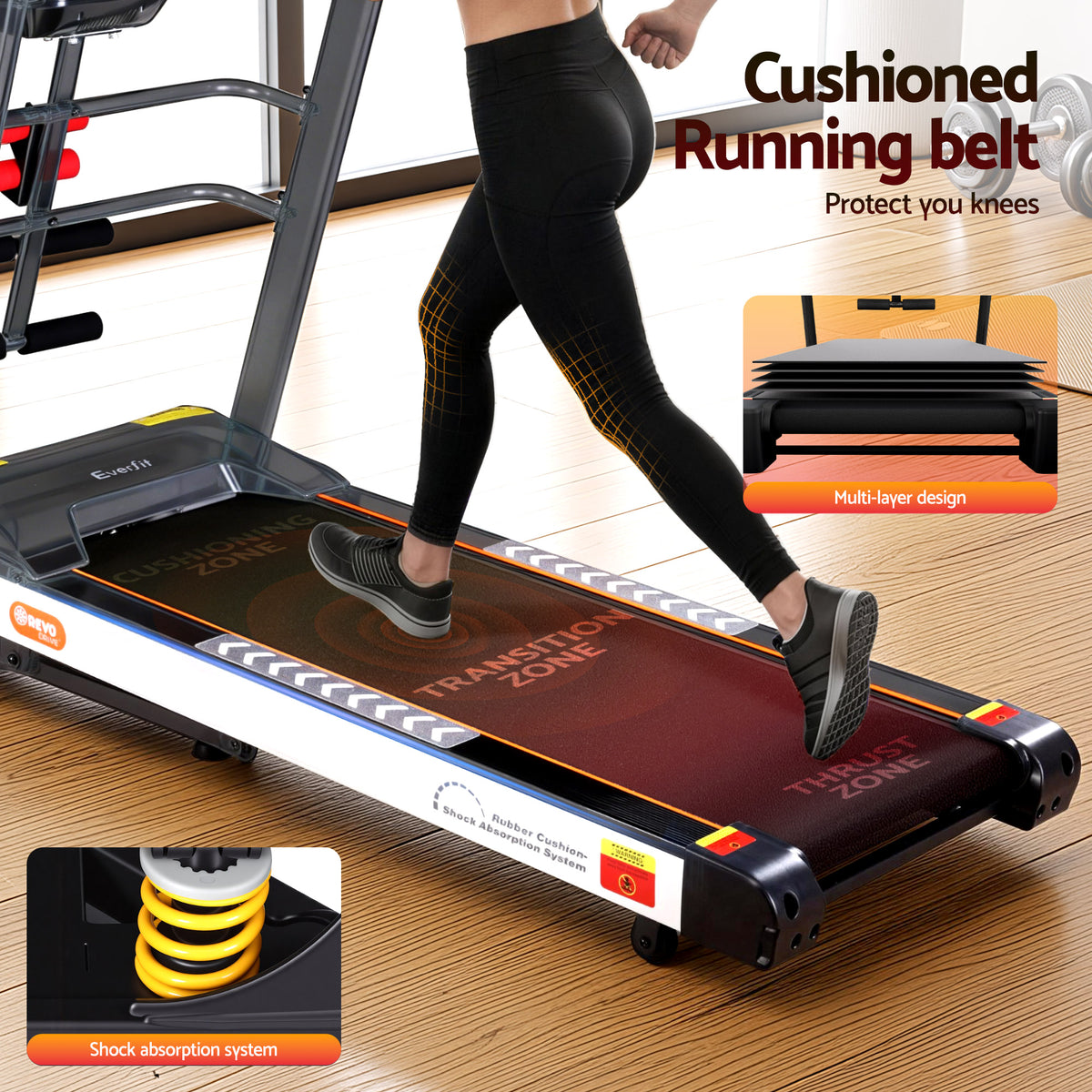 Everfit Electric Treadmill with Massager, 12 Programs