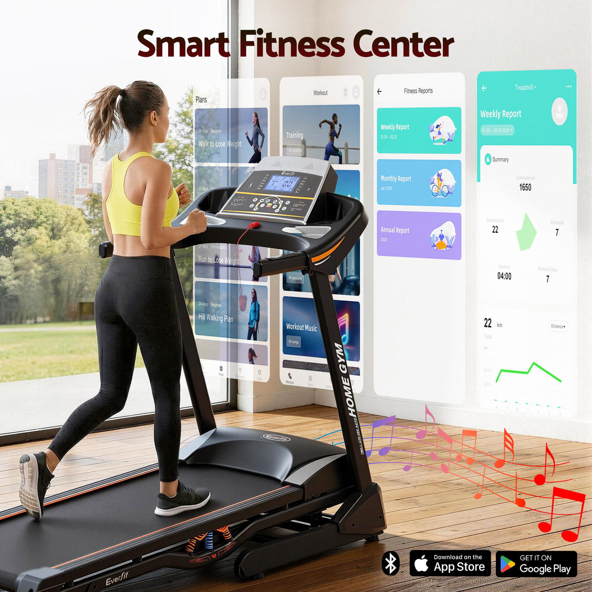 Everfit Treadmill Electric Auto Incline Home Gym Fitness 480mm