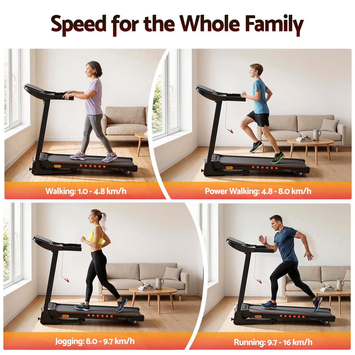 Everfit Foldable Electric Treadmill Home Gym Incline 390mm