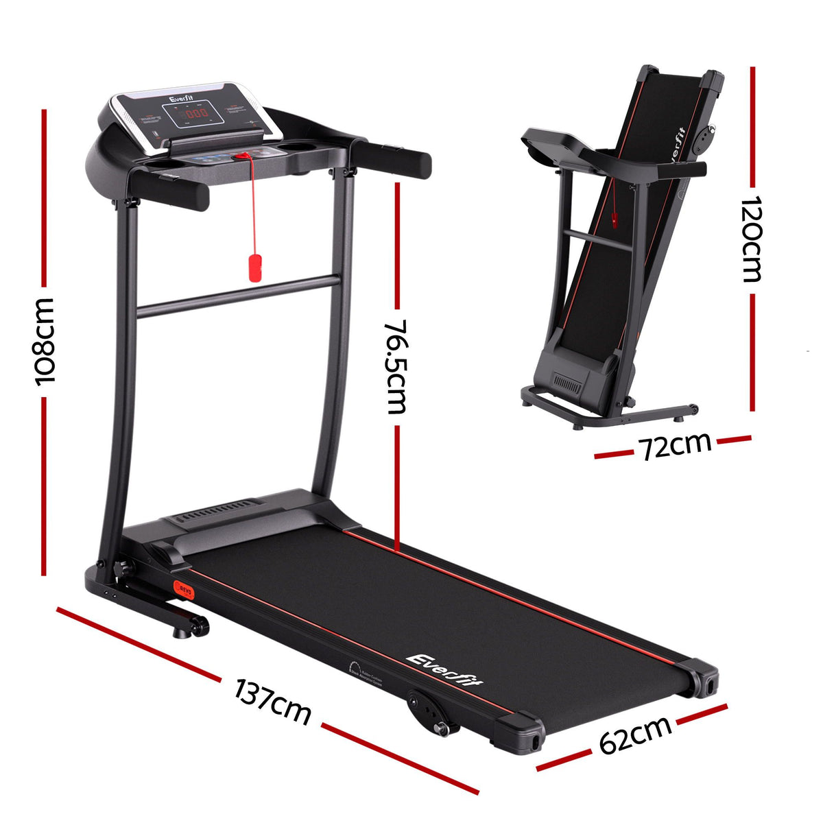 Everfit Electric Treadmill Home Gym with 3-Level Incline