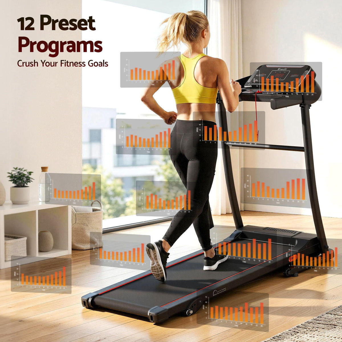 Everfit Electric Treadmill Home Gym with 3-Level Incline
