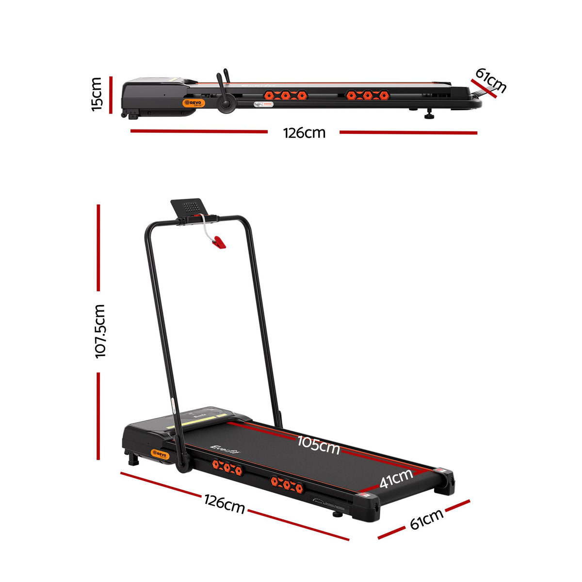Everfit 3 in 1 Electric Walking Pad Treadmill with Auto Incline Black