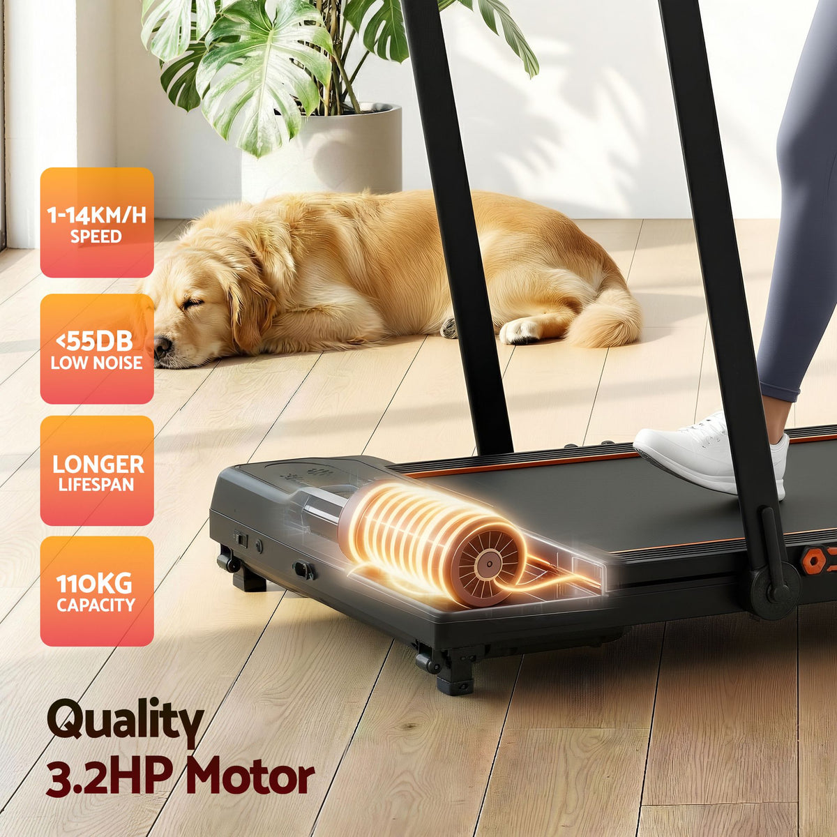 Everfit 3 in 1 Electric Walking Pad Treadmill with Auto Incline Black