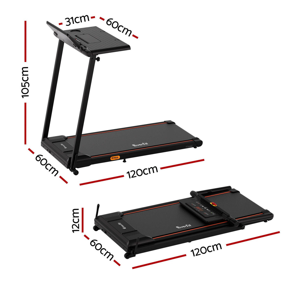 Everfit Electric Walking Pad Treadmill Foldable Incline Black