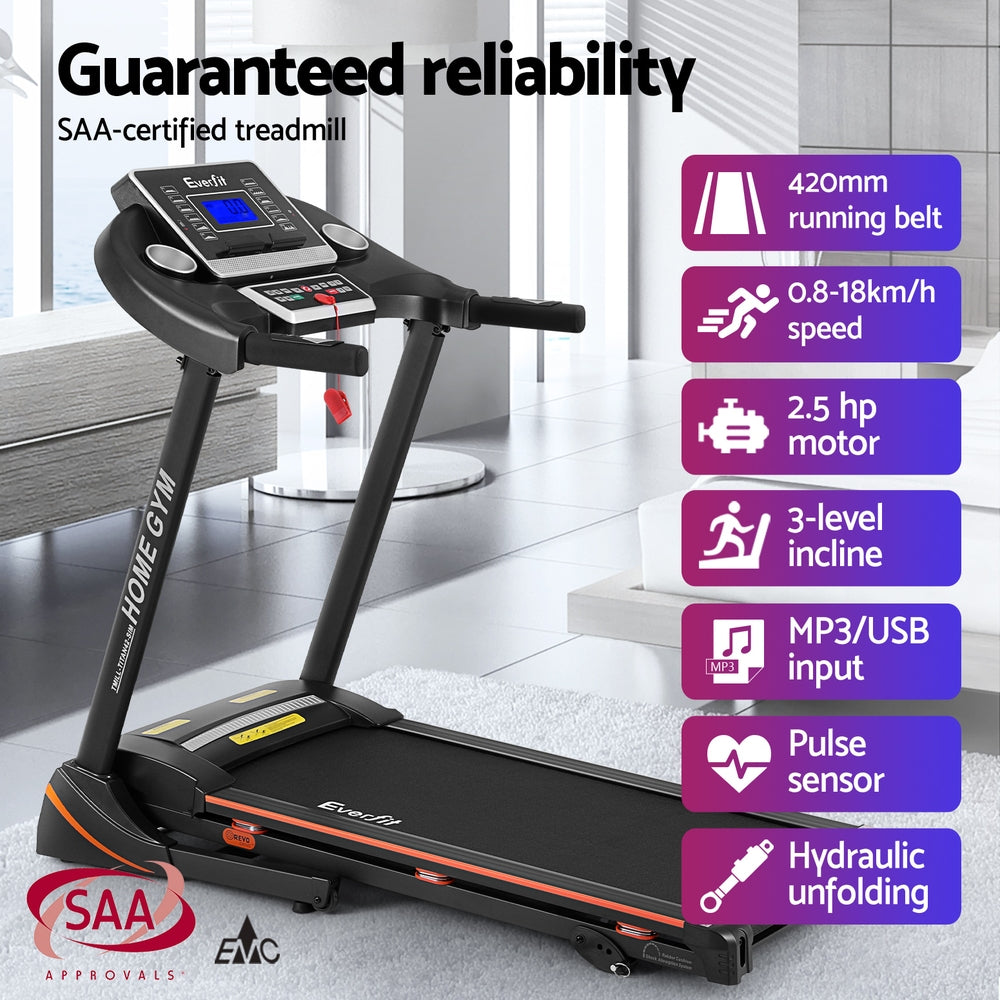 Everfit 420mm Electric Treadmill Home Gym Black