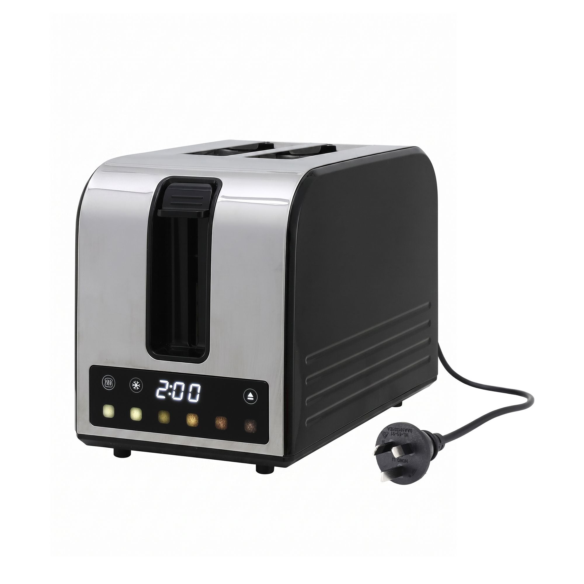 Devanti 2-Slice Toaster, LED Display 3.5cm Wide Slots 6 Browning Levels
