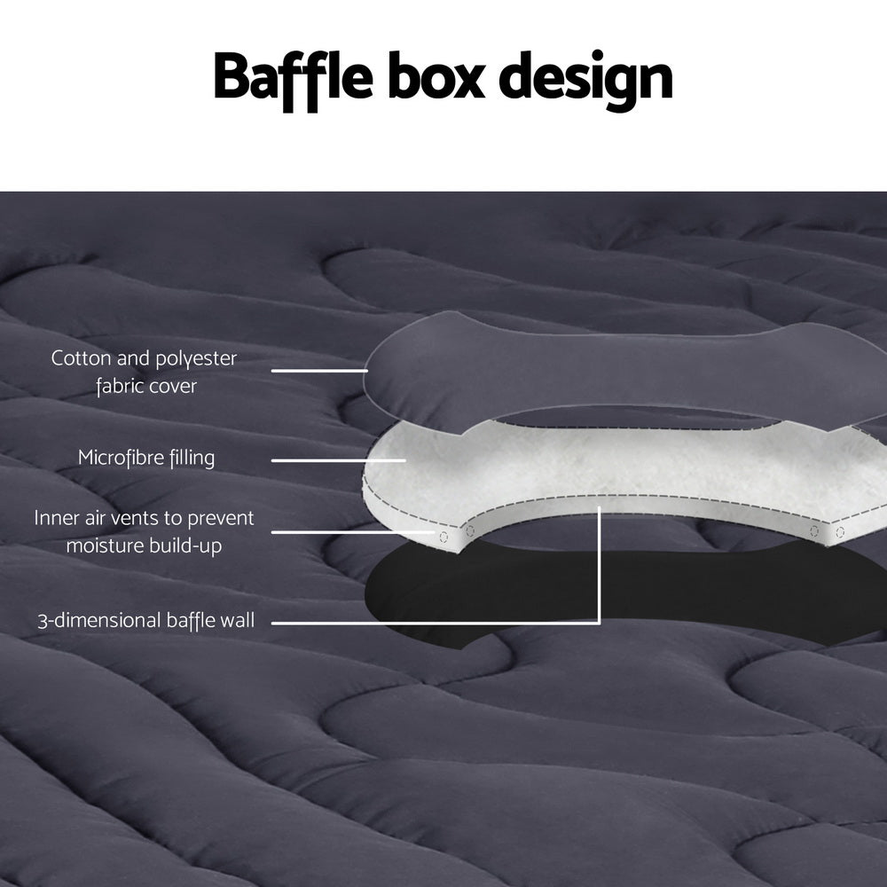 Giselle Double Mattress Topper Pillowtop 3-Zone Charcoal