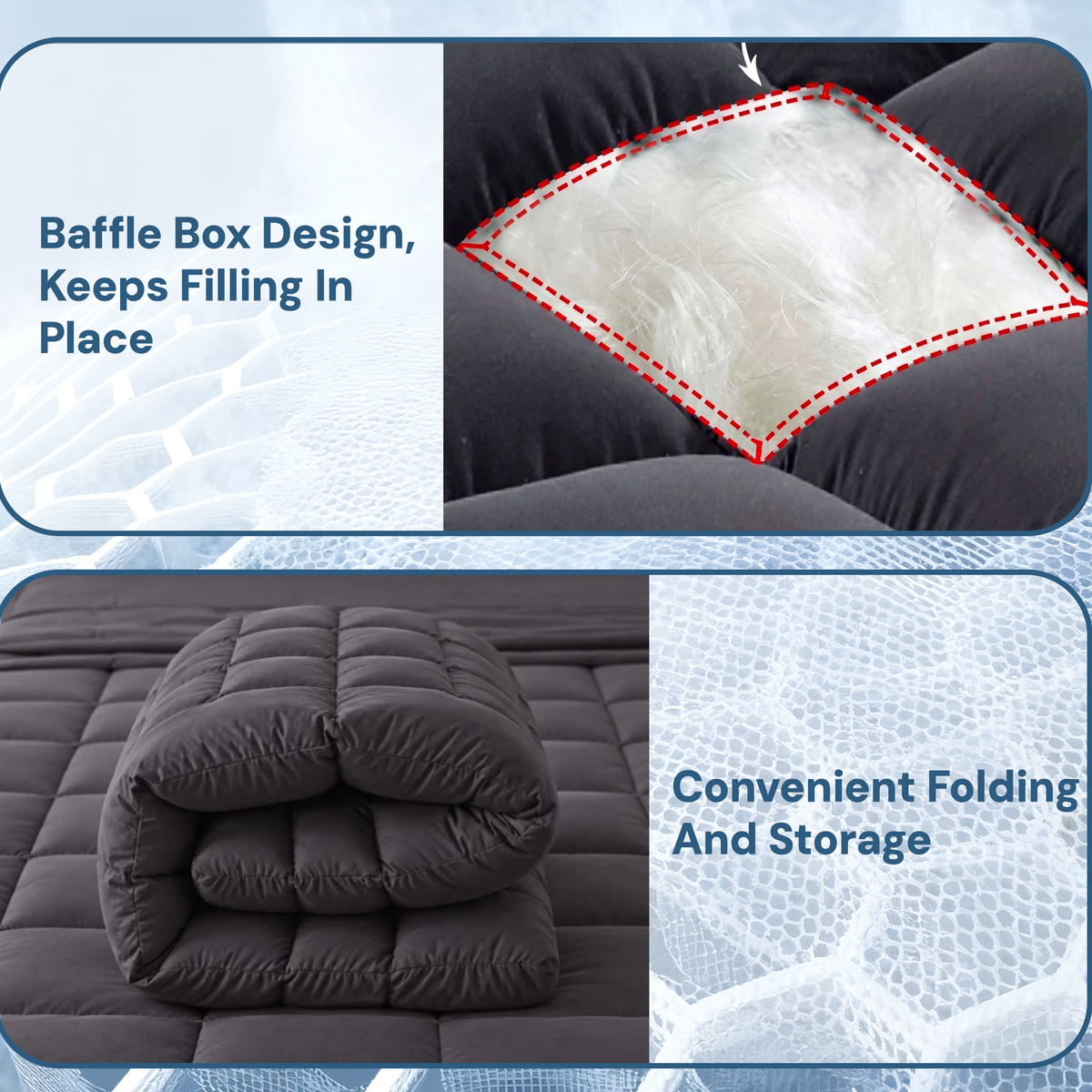 Giselle Bedding Bamboo Charcoal Mattress Topper 1000GSM Queen