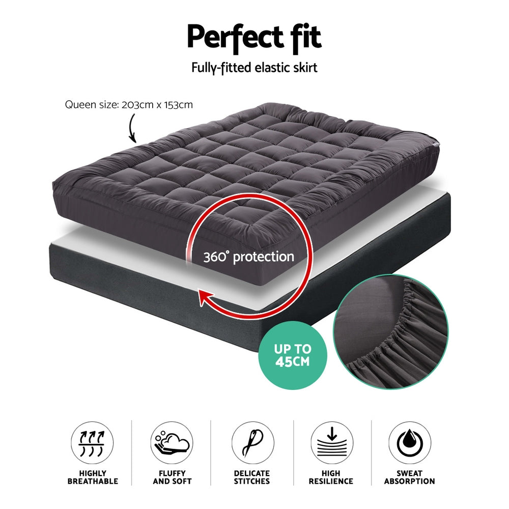 Giselle Queen Mattress Topper Pillowtop Bamboo Charcoal