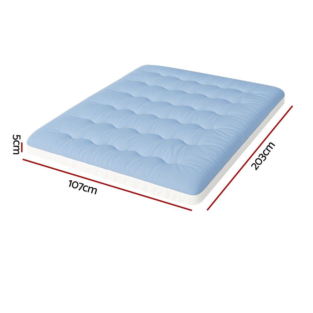 Giselle King Single Mattress Topper Double-Sided Pillowtop Blue & White