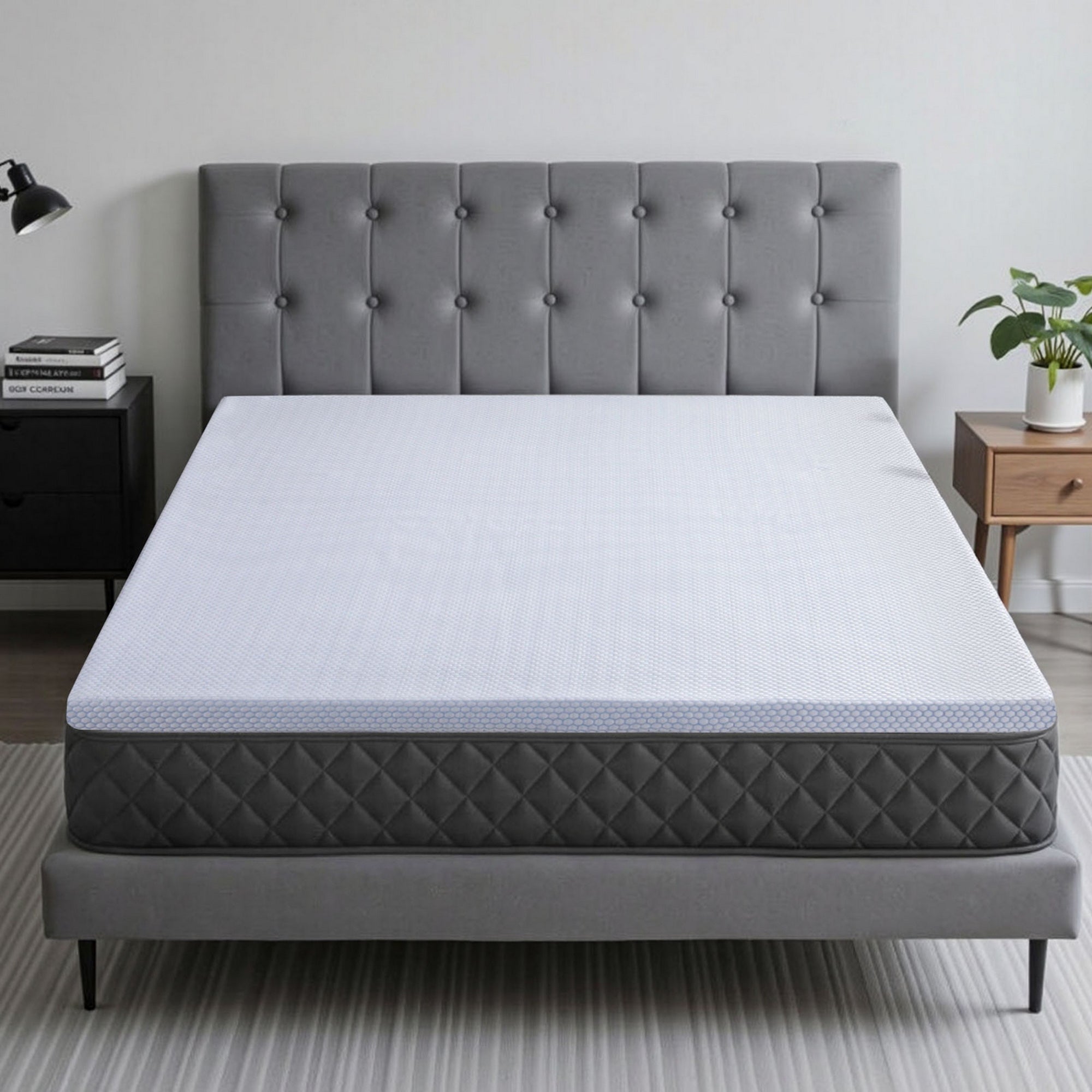 Giselle Bedding Latex Topper 100% Natural Latex Toppers 7-zone w/ Ice Silk Cool-touch Fabric Cooling Cover Double 5cm