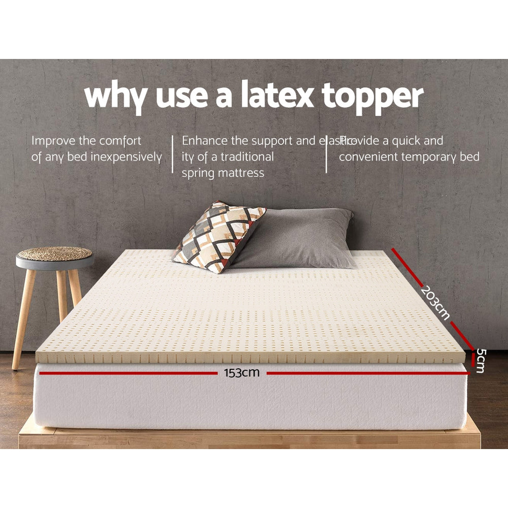 Giselle Queen Latex Mattress Topper 5cm Natural Anti-Bacterial