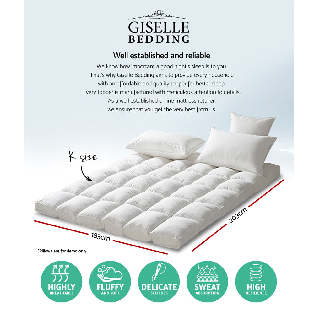 Giselle King Mattress Topper Pillowtop Protector Anti-Allergy