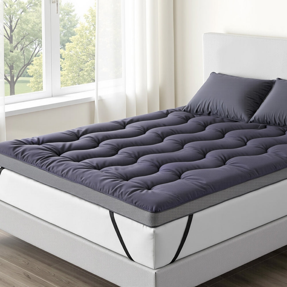 Giselle Double Mattress Topper 5cm Bamboo Charcoal Pillowtop